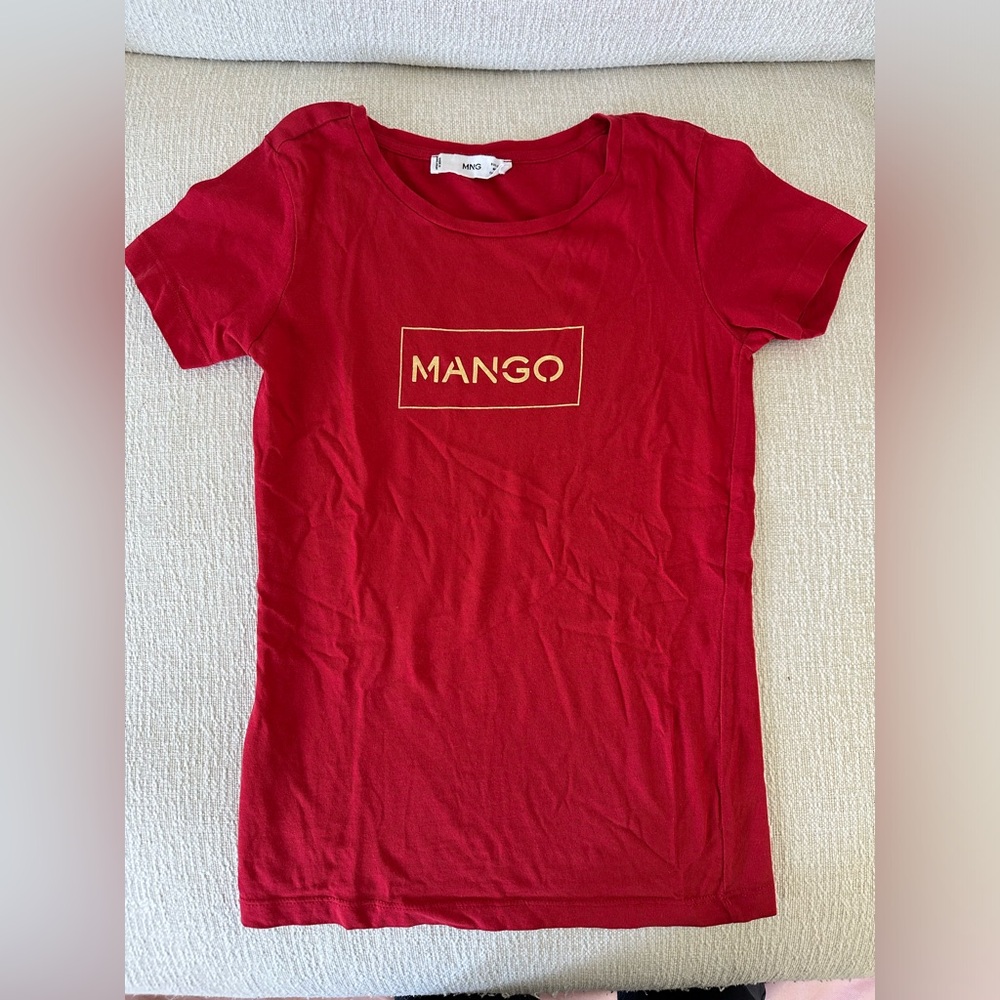 Mango Scarlet Red Tee with gold prints
